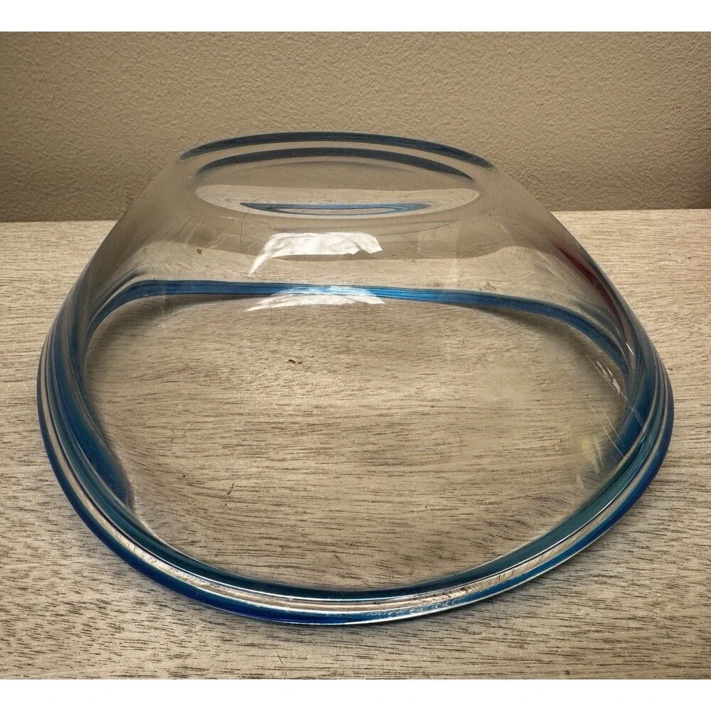 Holmegaard Selandia Style Art Glass Bowl Blue Rim Tri-Corner 7